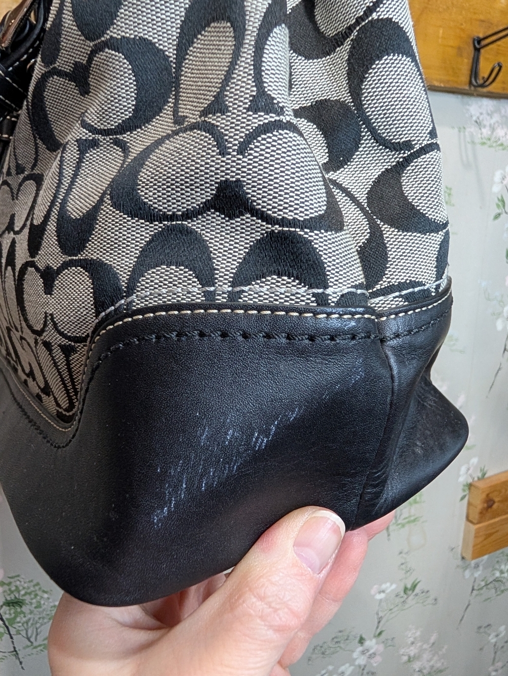 Vintage coach black and gray Hampton tote bag signature jacquard NWT - Picture 8 of 13